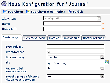 neue konfiguration journal